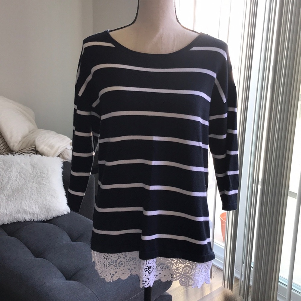 3/4 sleeve striped knit top